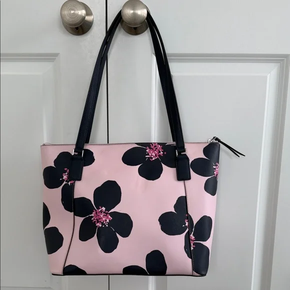 Kate Spade Black and Pink Floral Tote - Picture 2 of 8